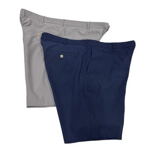 2 Peter Millar Salem Performance Shorts Crown Royal Golf Gale Grey/Navy Size 40